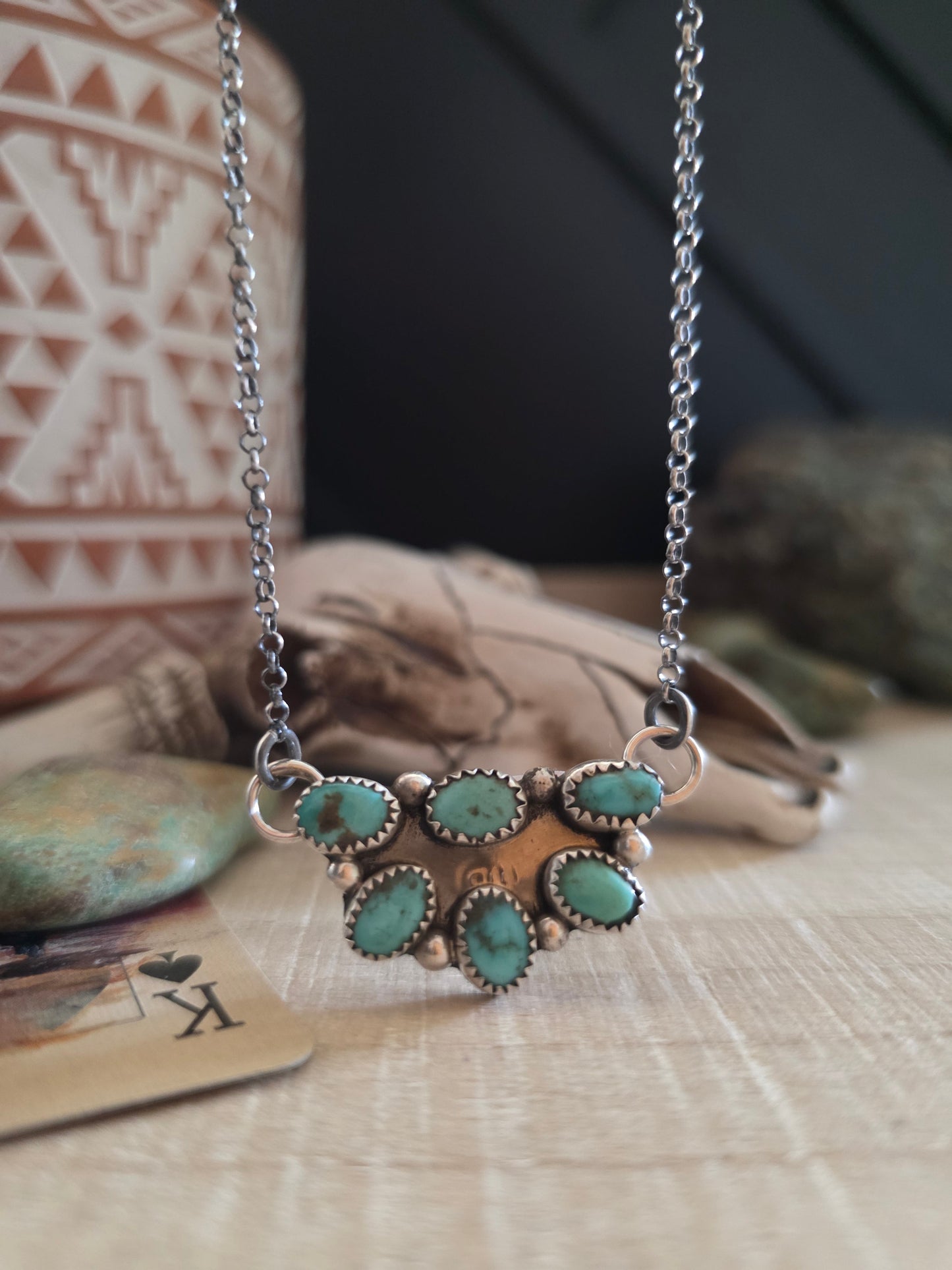 MAXINE RAMIREZ KINGMAN TURQUOISE LITTLE CLUSTER NECKLACE