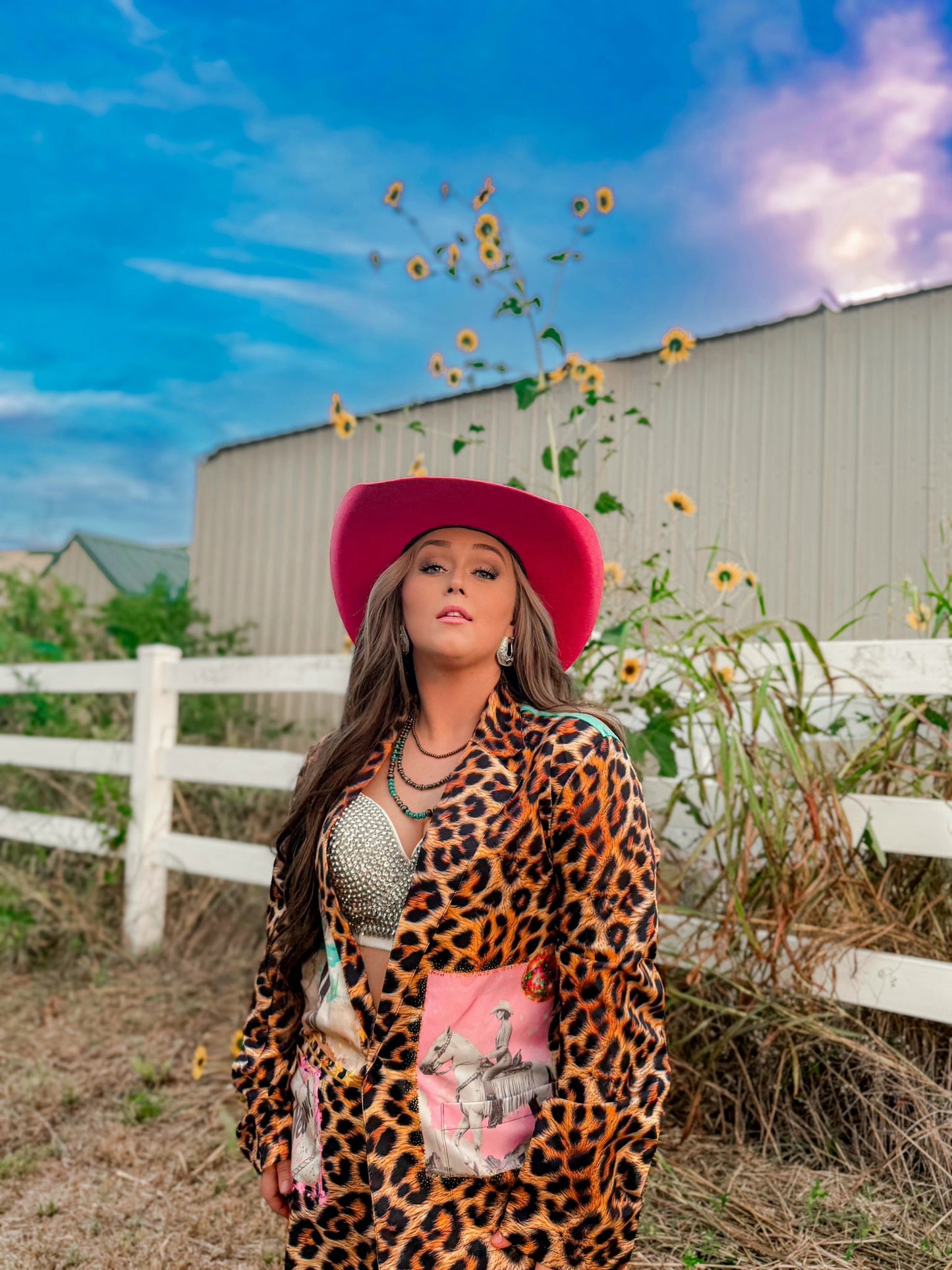 Baha Ranch Retro Pop Western Wild West Leopard Blazer