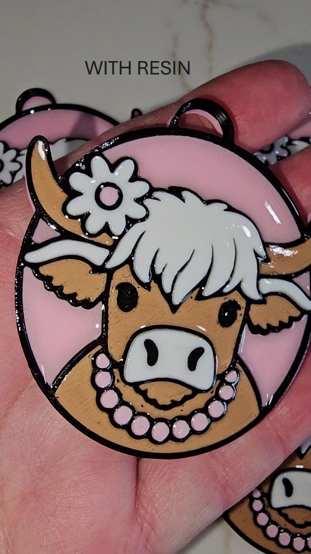3D Print Cowgirl Highland Cow Picture Necklace or Earrings Western Made in America