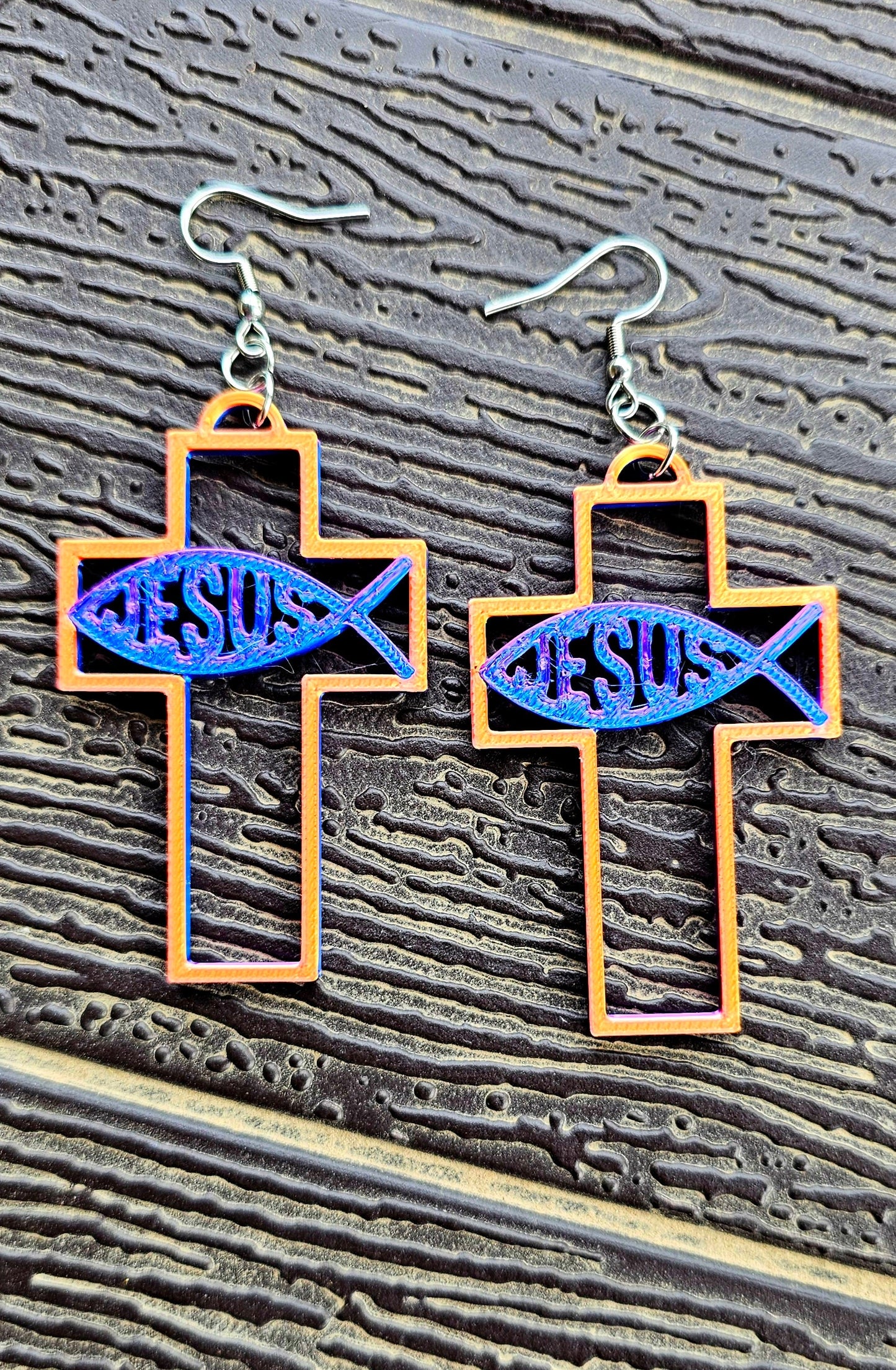 3D Print Christian Cross Faith Earrings Made in America