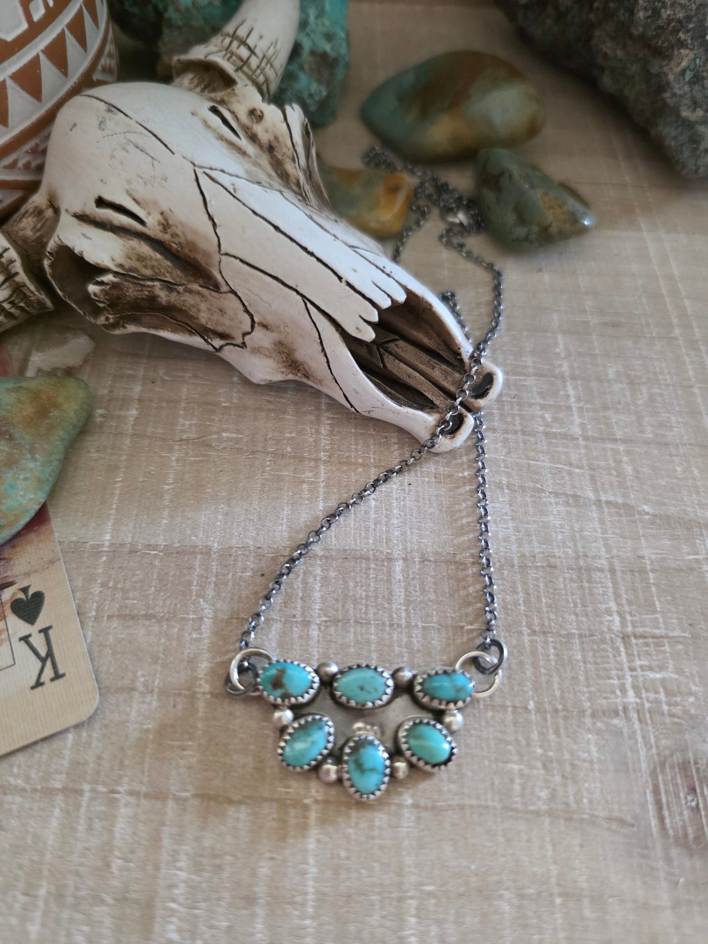 MAXINE RAMIREZ KINGMAN TURQUOISE LITTLE CLUSTER NECKLACE