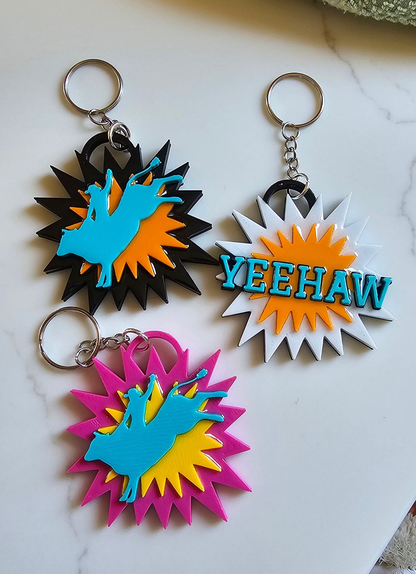3d Printed Keychains Western Rodeo Bullrider Cowboy The Last Roundup