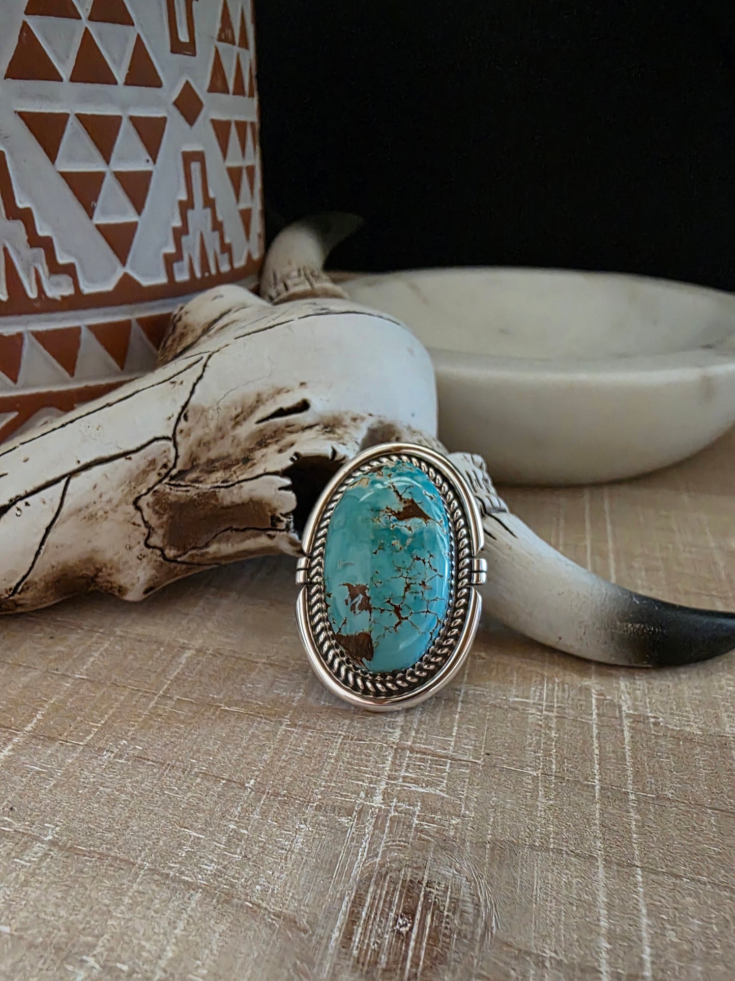 RENELL PERRY CHACO LARGE OVAL TURQUOISE RING