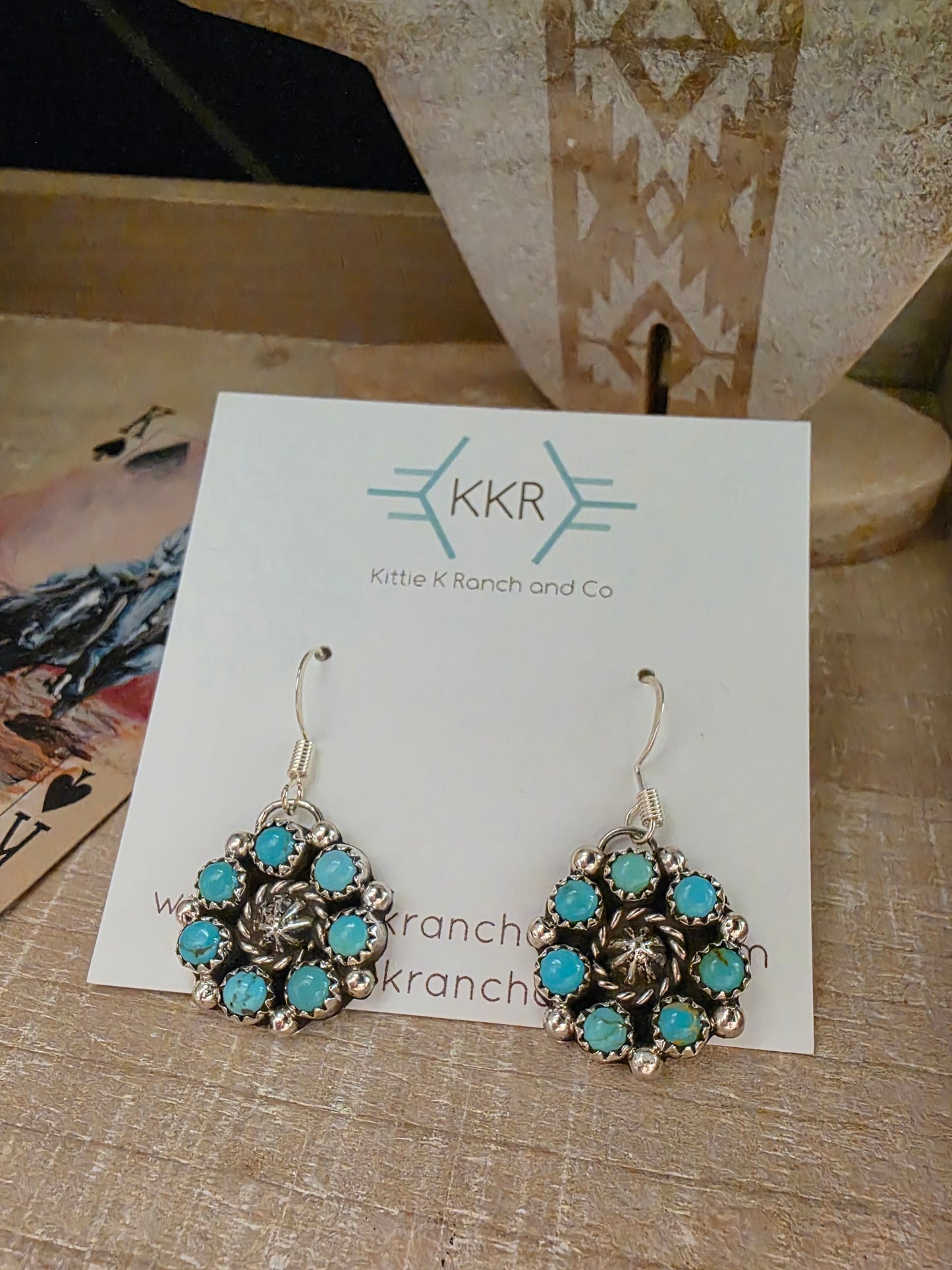 FAIRREN BEGAY KINGMAN TURQUOISE EARRINGS