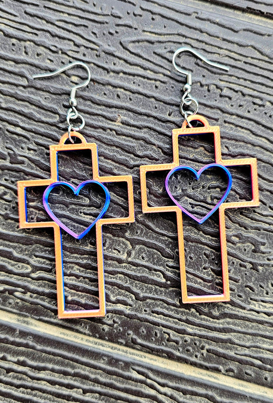 3D Print Christian Cross Faith Earrings Made in America