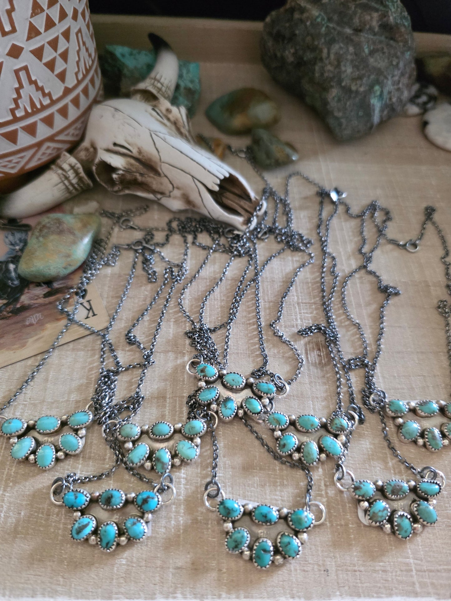 MAXINE RAMIREZ KINGMAN TURQUOISE LITTLE CLUSTER NECKLACE