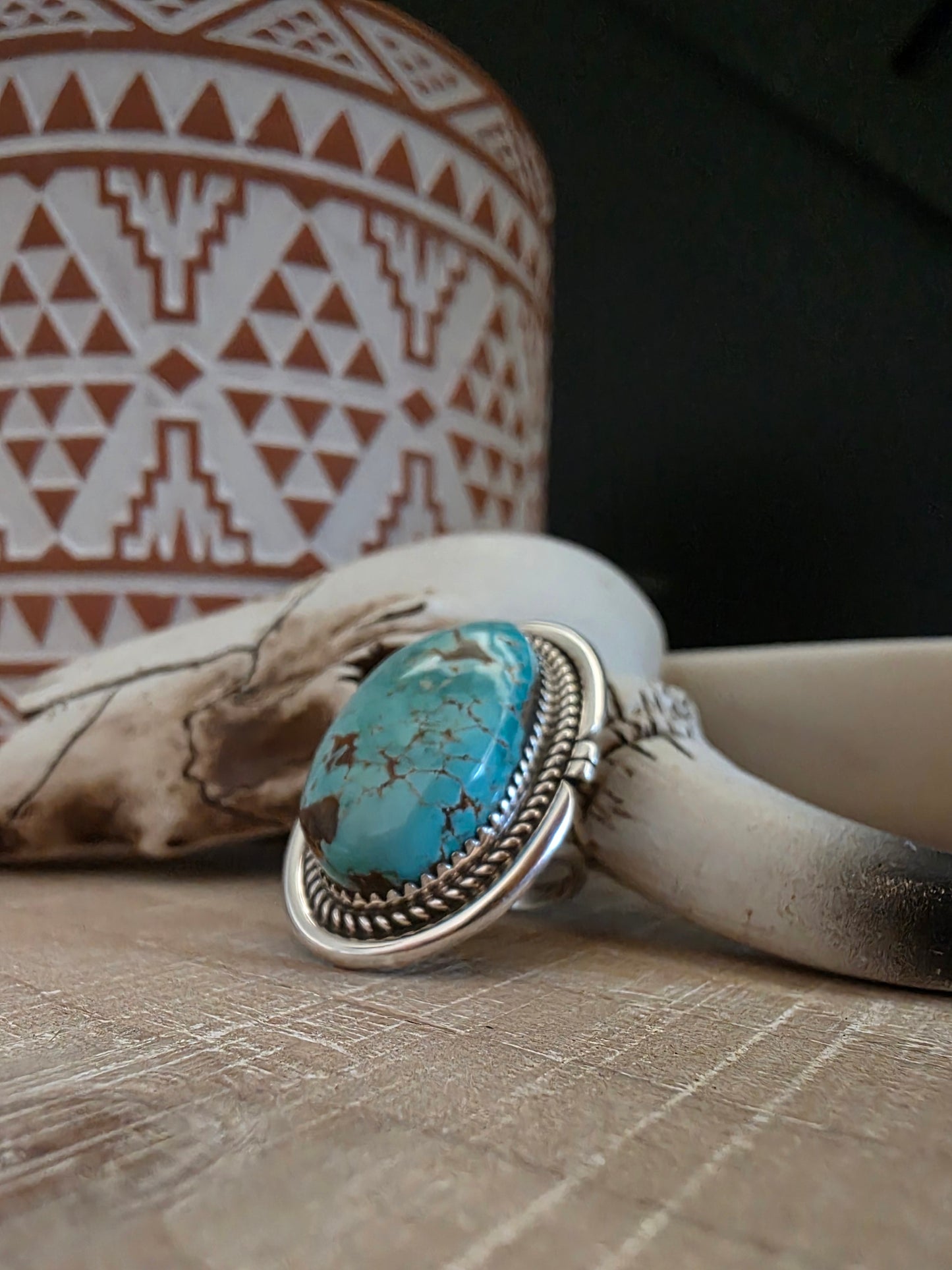 RENELL PERRY CHACO LARGE OVAL TURQUOISE RING