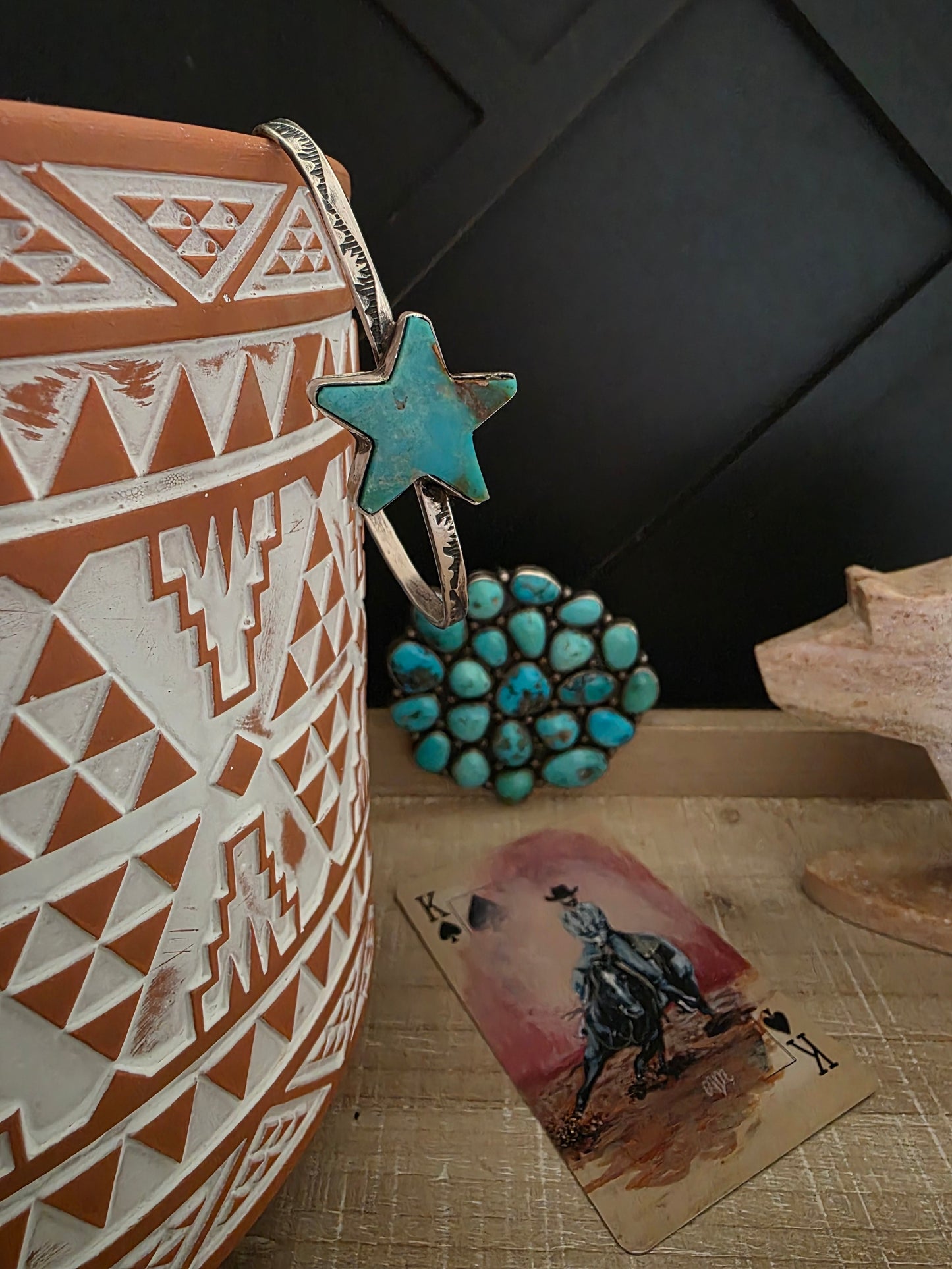 DONOVAN SKEETS KINGMAN TURQUOISE STAR CUFF