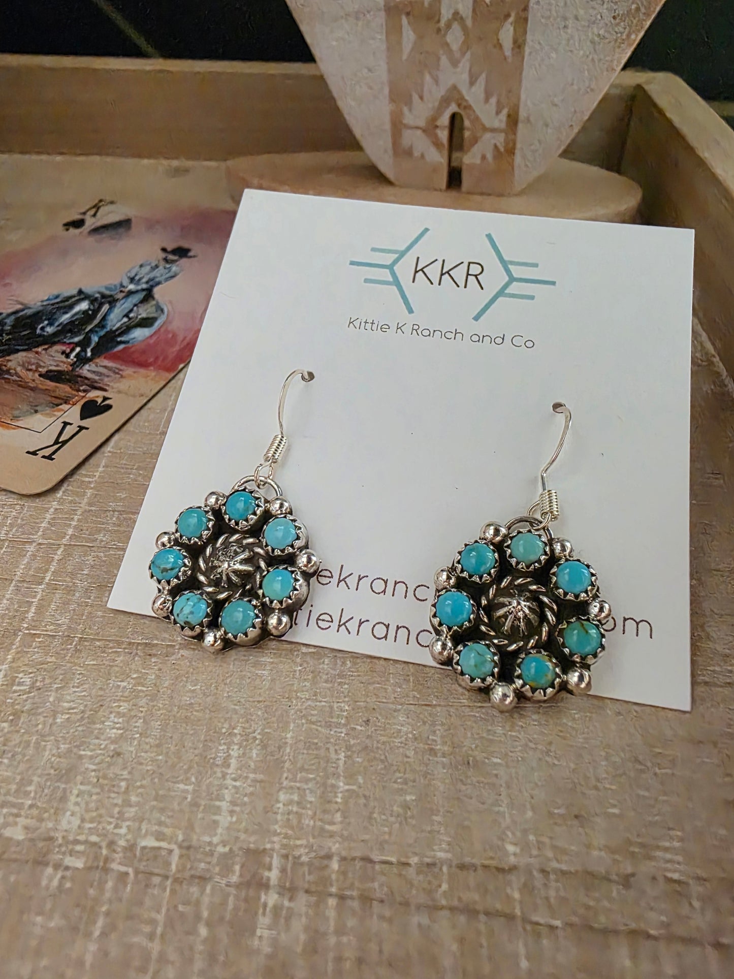 FAIRREN BEGAY KINGMAN TURQUOISE EARRINGS