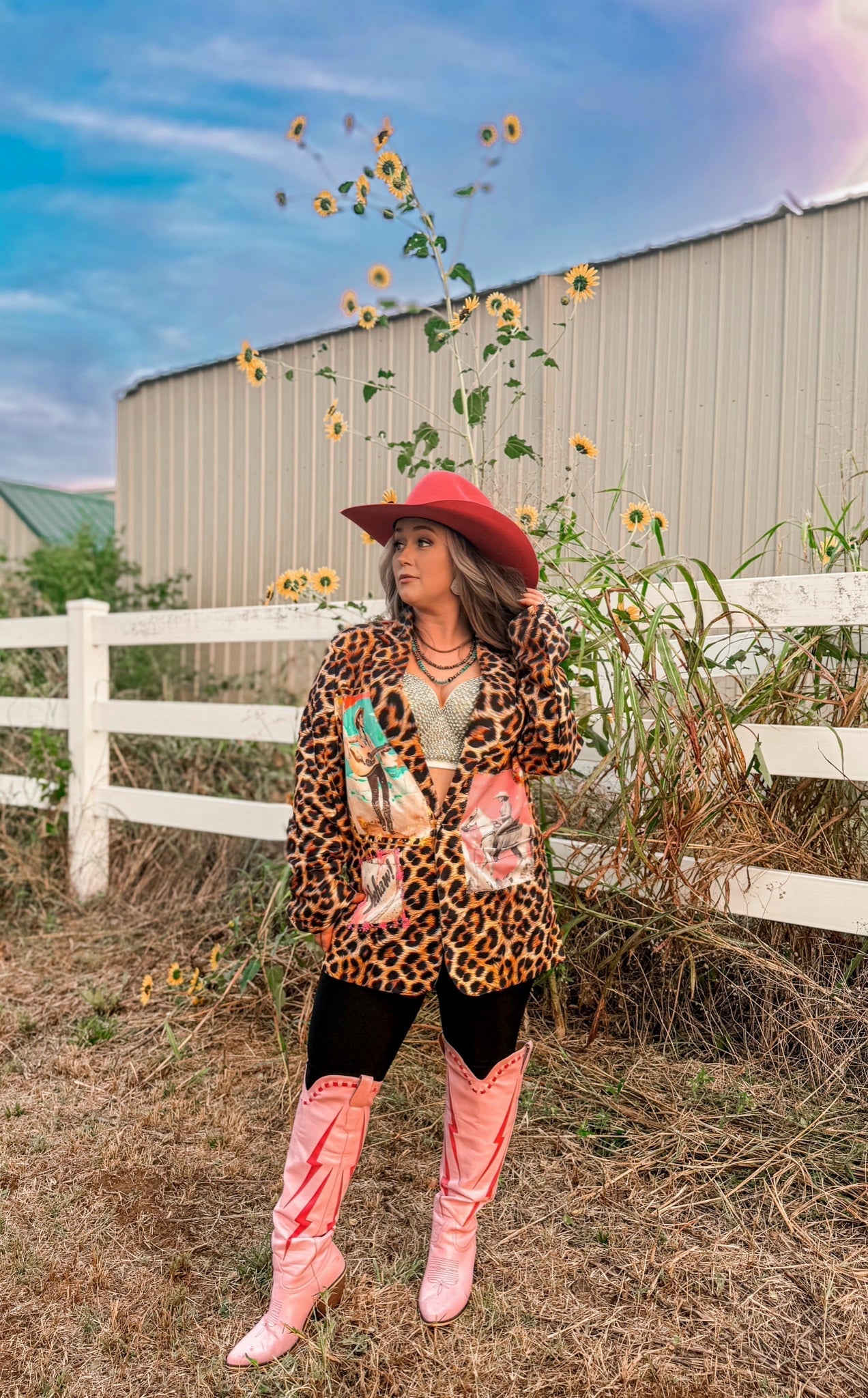 Baha Ranch Retro Pop Western Wild West Leopard Blazer