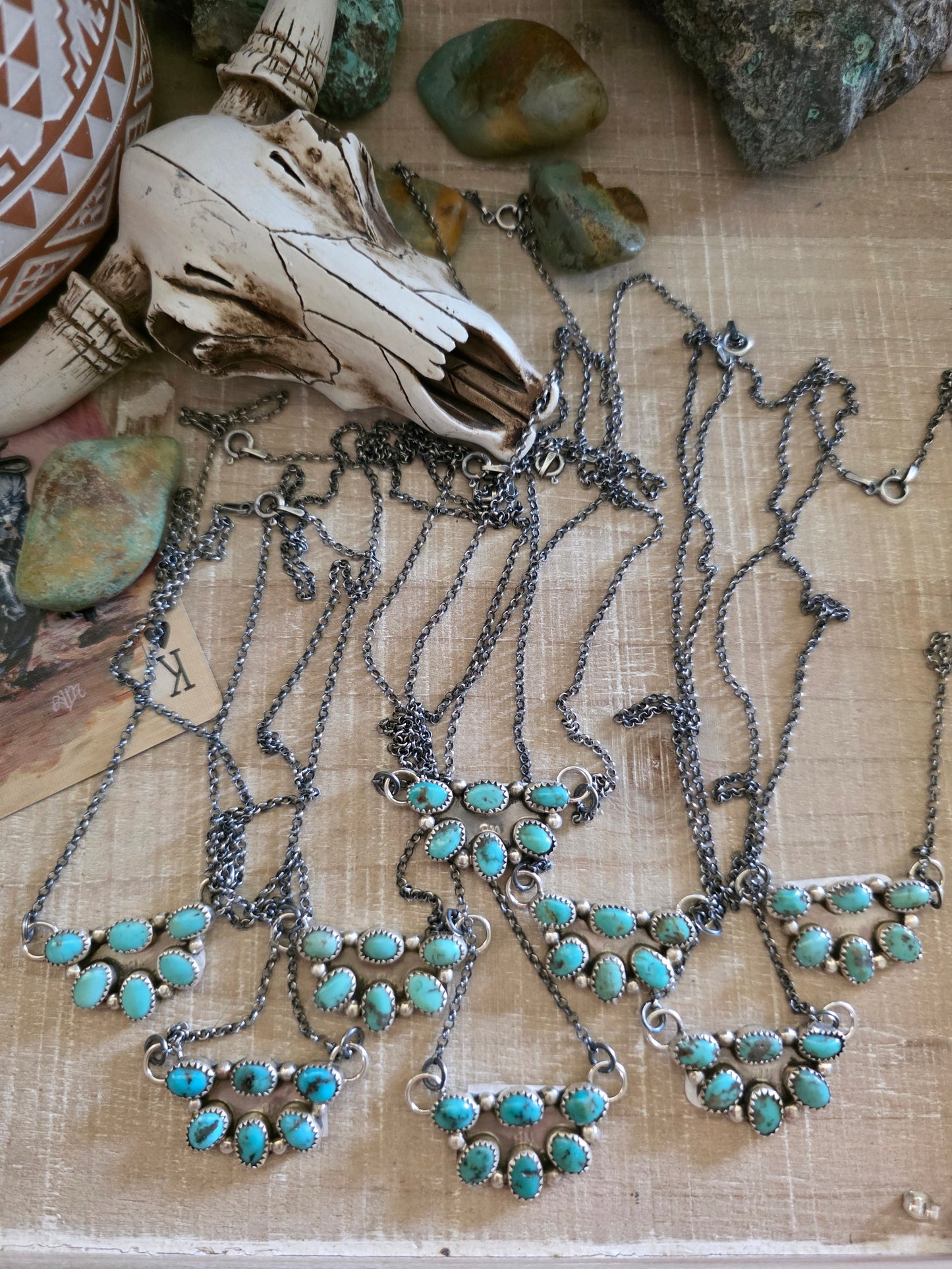 MAXINE RAMIREZ KINGMAN TURQUOISE LITTLE CLUSTER NECKLACE