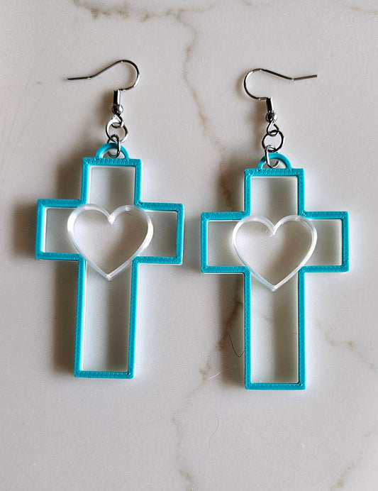 3D Print Christian Cross Faith Earrings Made in America