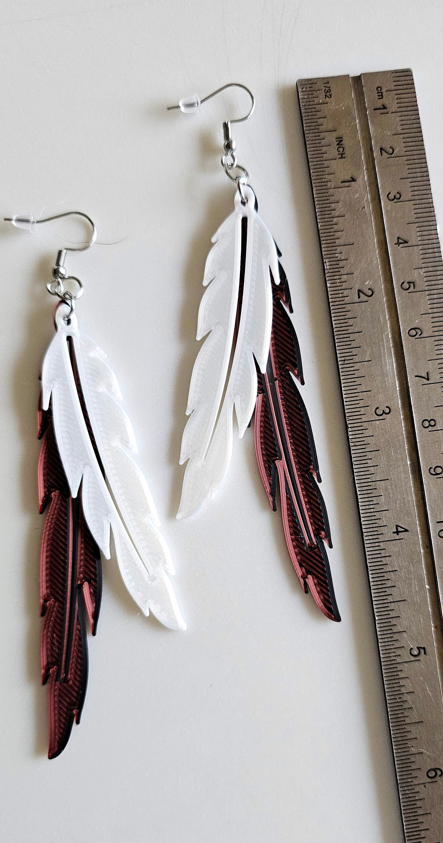 3D Print Double Feather Boho Earrings Made in America
