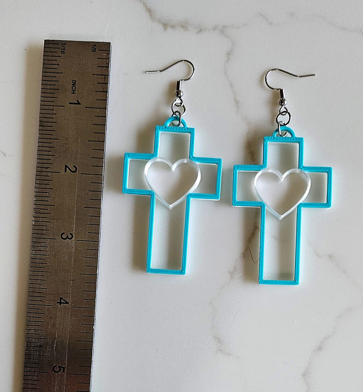 3D Print Christian Cross Faith Earrings Made in America