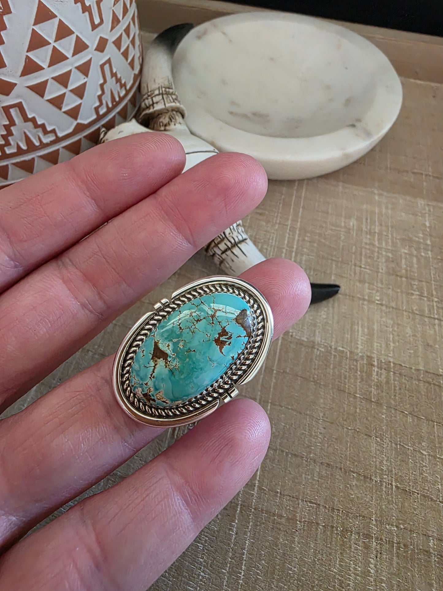 RENELL PERRY CHACO LARGE OVAL TURQUOISE RING