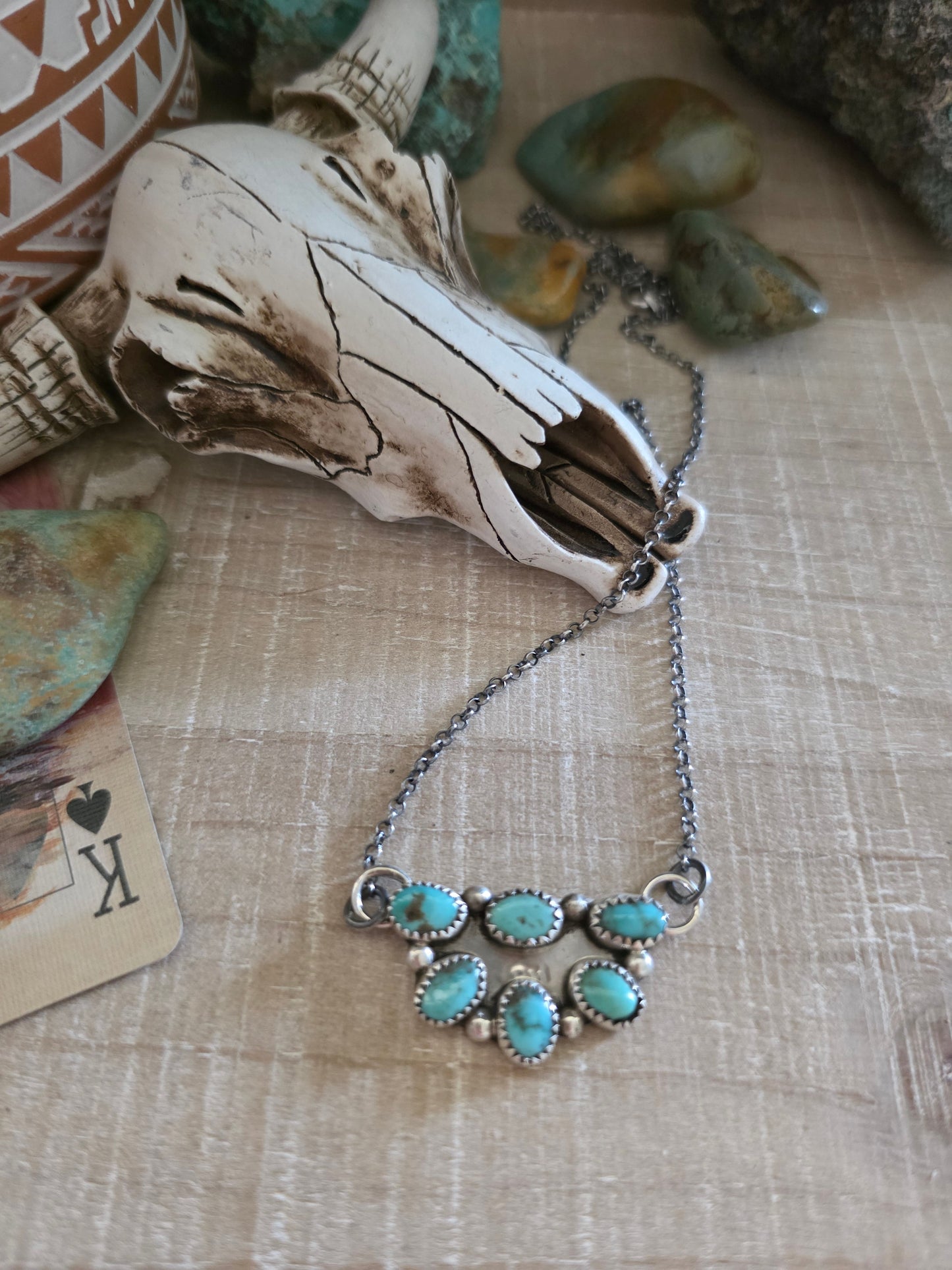 MAXINE RAMIREZ KINGMAN TURQUOISE LITTLE CLUSTER NECKLACE