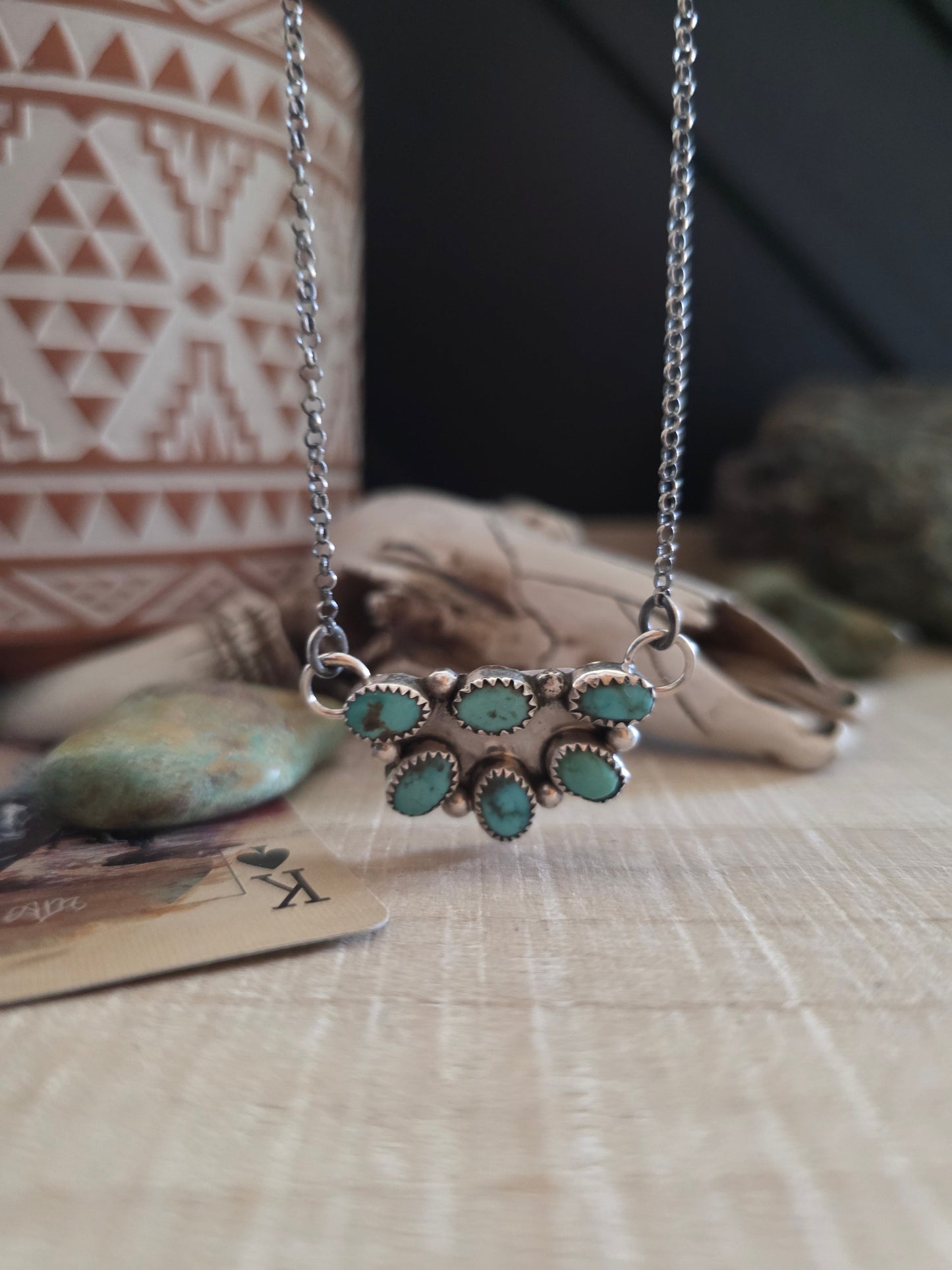 MAXINE RAMIREZ KINGMAN TURQUOISE LITTLE CLUSTER NECKLACE
