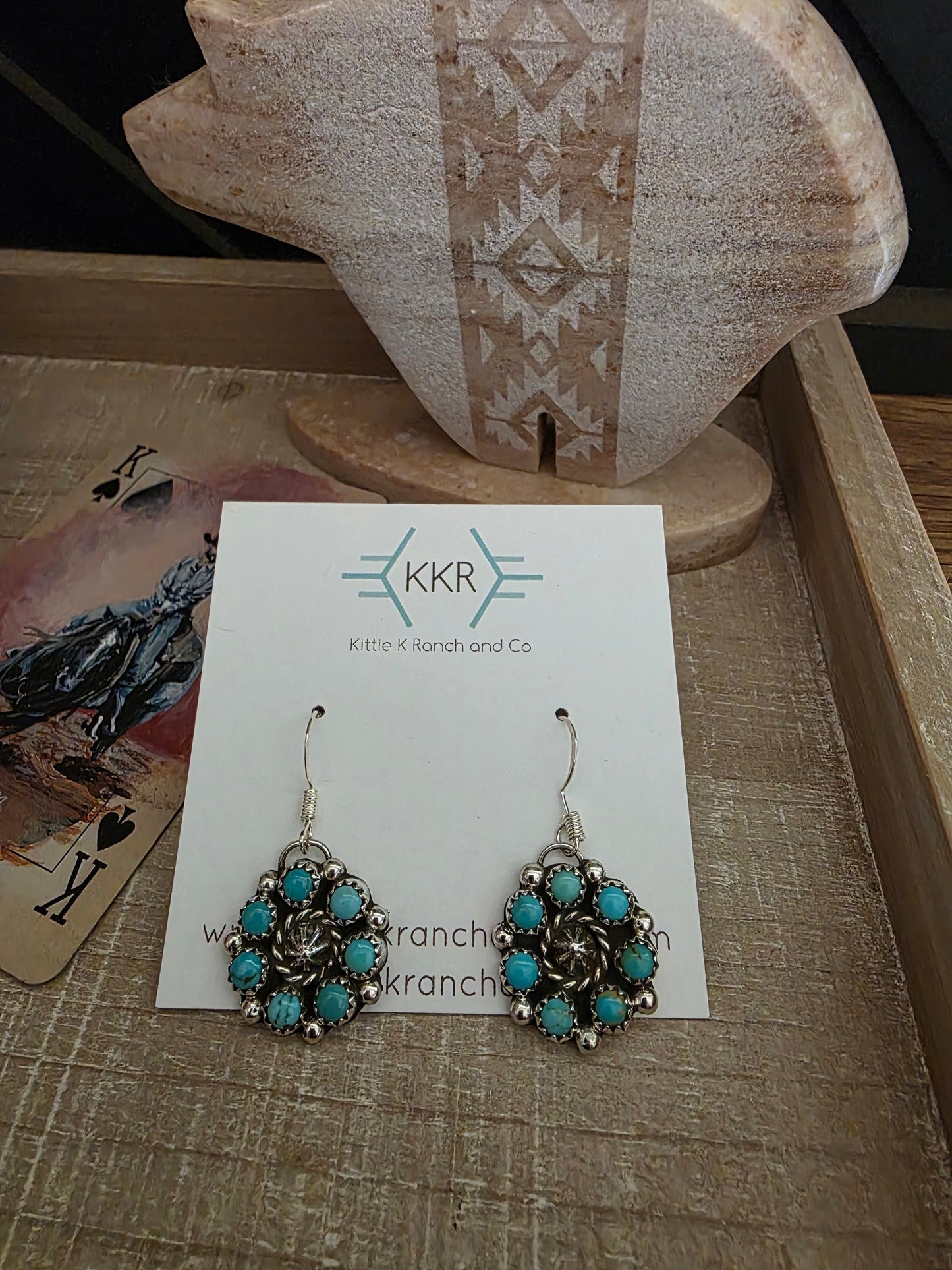 FAIRREN BEGAY KINGMAN TURQUOISE EARRINGS