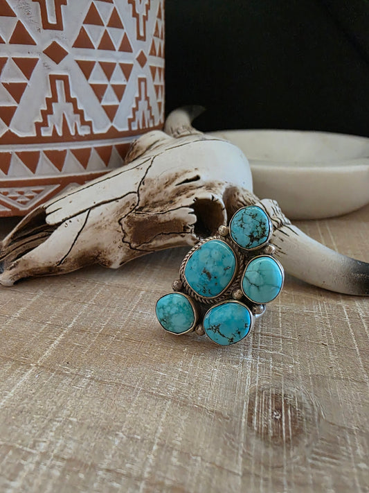 RENELL PERRY CHACO HALF CLUSTER TURQUOISE RING