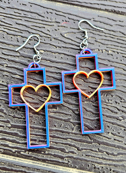 3D Print Christian Cross Faith Earrings Made in America
