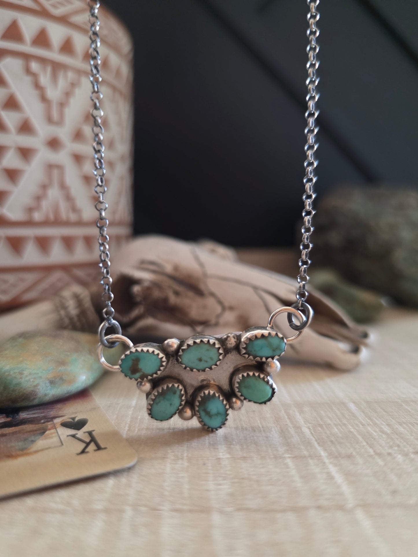MAXINE RAMIREZ KINGMAN TURQUOISE LITTLE CLUSTER NECKLACE
