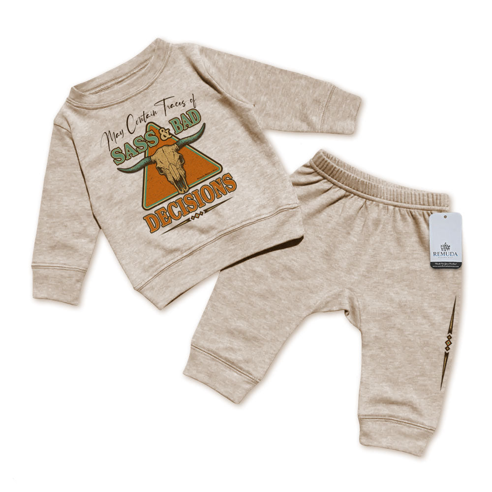 Sass & Bad Decisions - Infant Western 2 Piece Sweatsuit