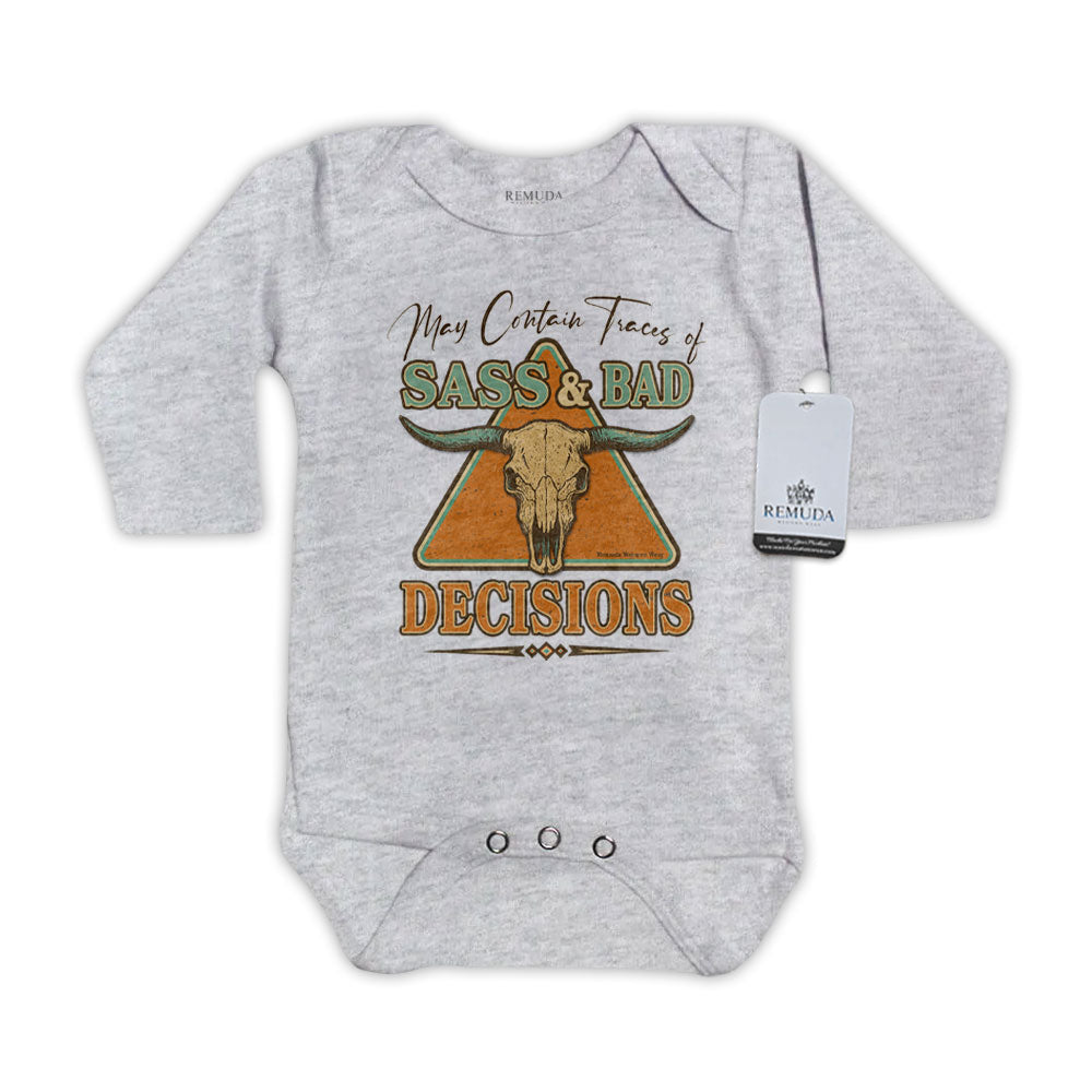 Sass & Bad Decisions - Infant Kids One Piece Western Romper