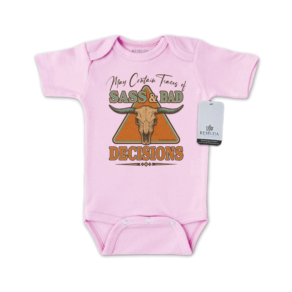 Sass & Bad Decisions - Infant Kids One Piece Western Romper