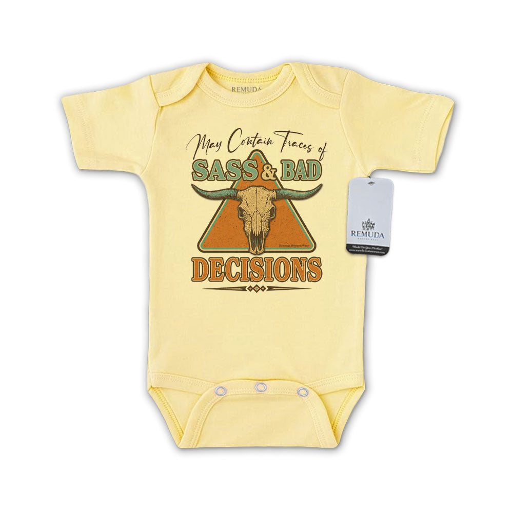 Sass & Bad Decisions - Infant Kids One Piece Western Romper