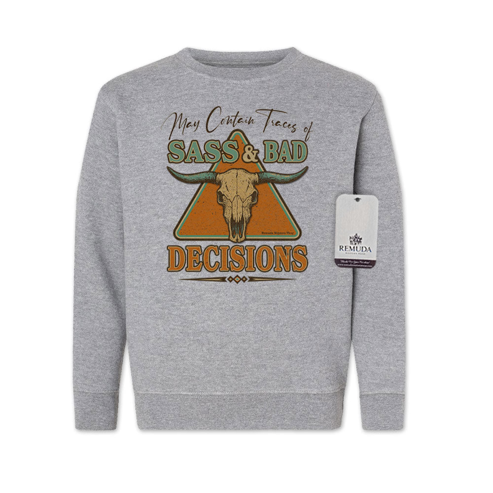 Sass & Bad Decisions - Western Youth Sweatshirt