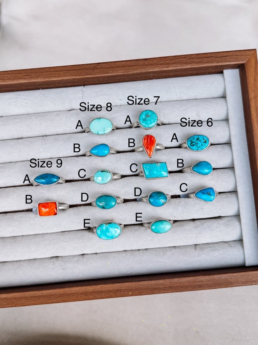 Seabrook Turquoise & Orange Spiny Rings
