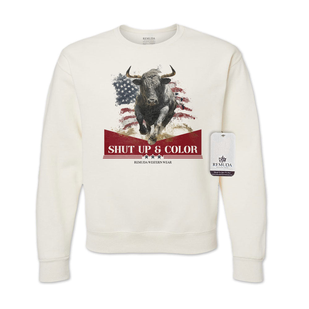 Shut Up & Color - Patriotic Adult Unisex Western Sweatshirt