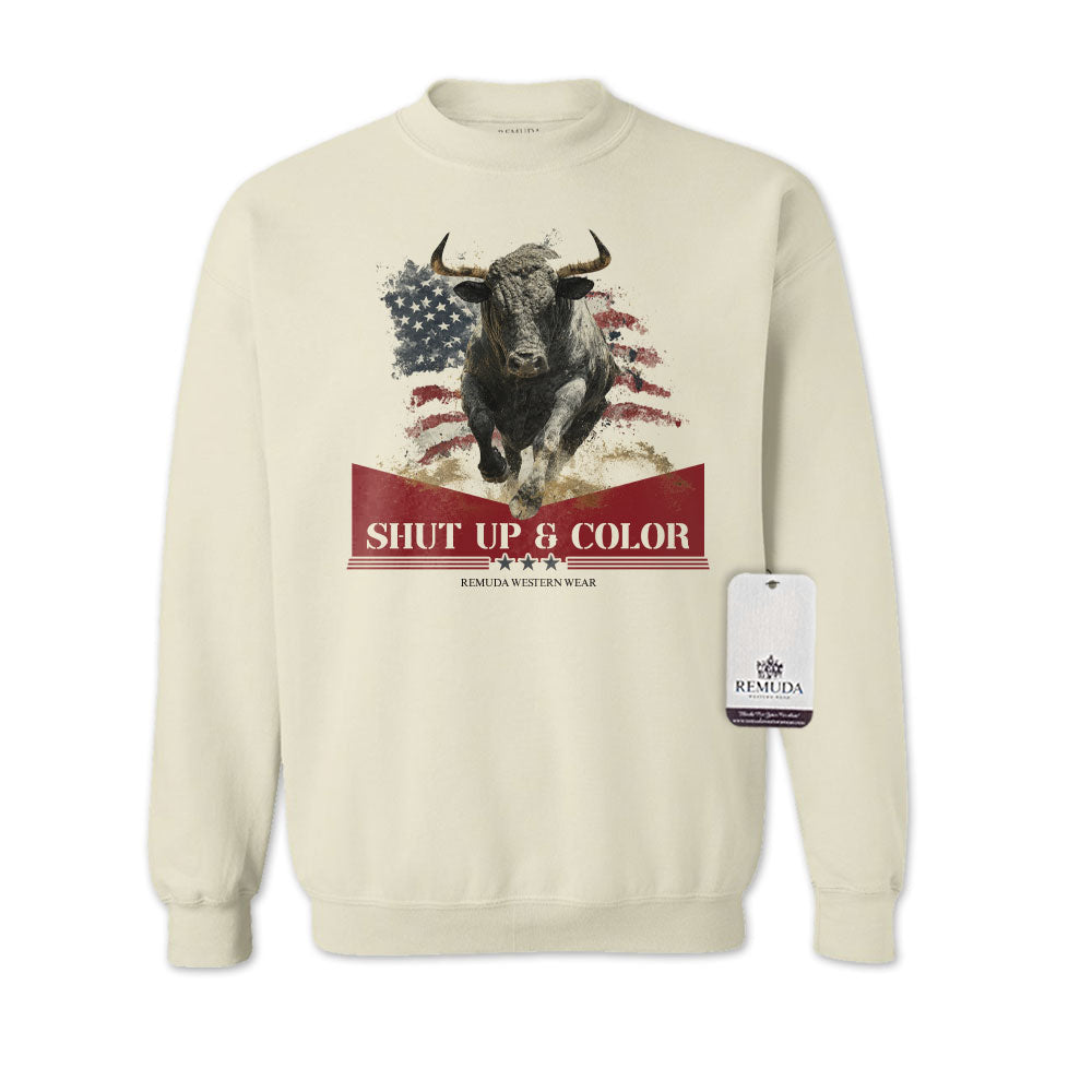 Shut Up & Color - Patriotic Adult Unisex Western Sweatshirt