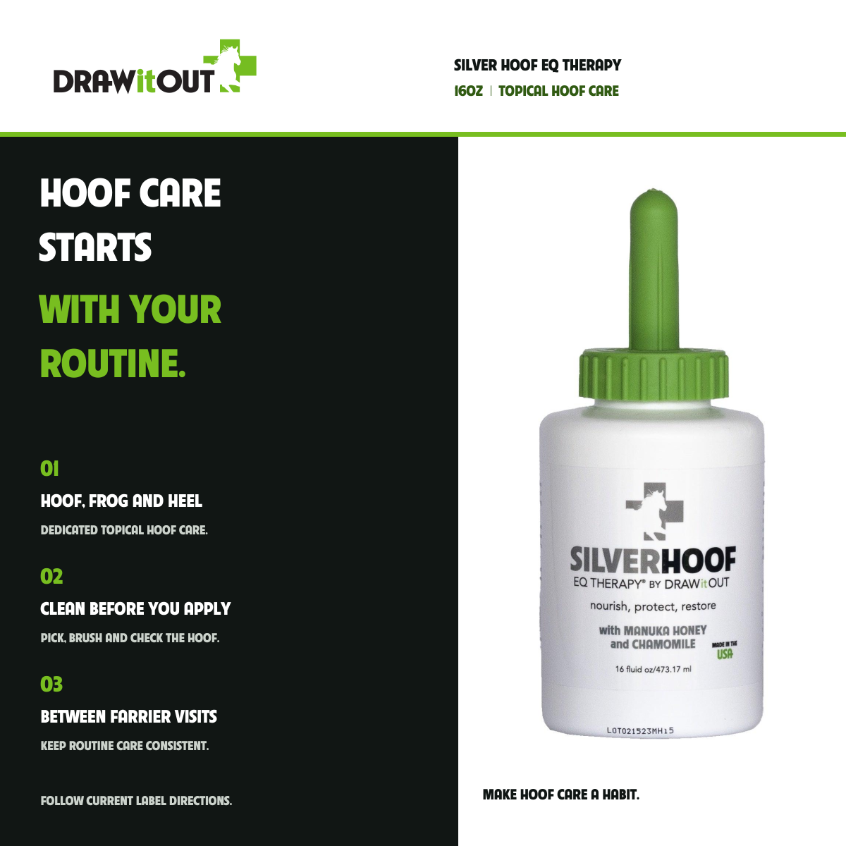 Silver Hoof EQ Therapy® 16oz | Draw It Out® Hoof Care