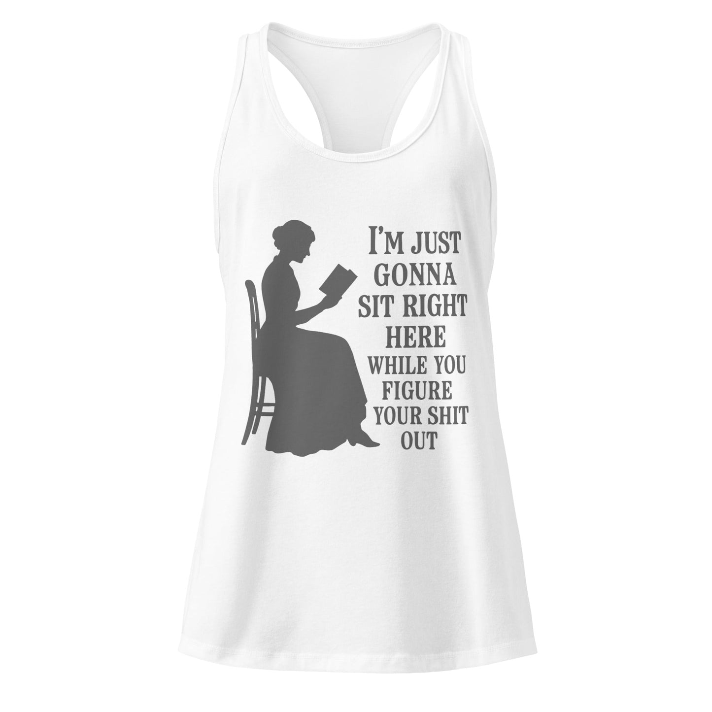 Sit Right Here Graphic Racerback Tank