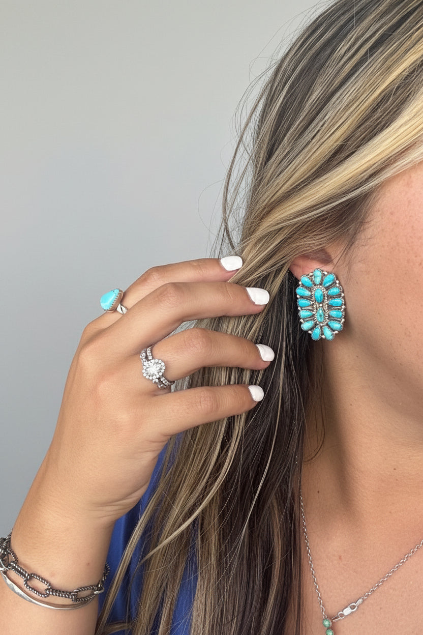 Snook Turquoise Cluster Earrings