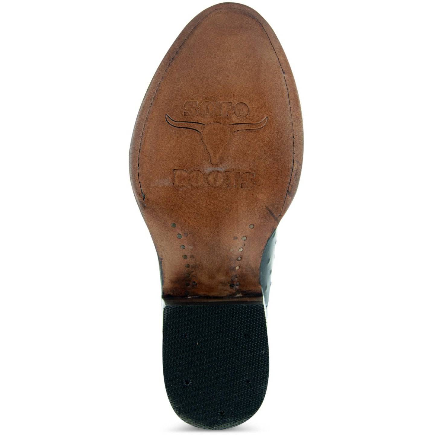 Men's Black Ostrich Print Cowboy Boots (H7002)