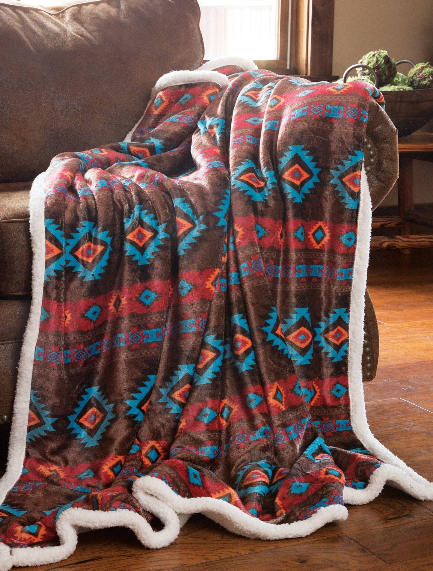 Southwest Horizon Sherpa Fleece Throw Blanket (54" × 68")