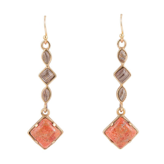 Spicy Orange Coral Drop Earrings