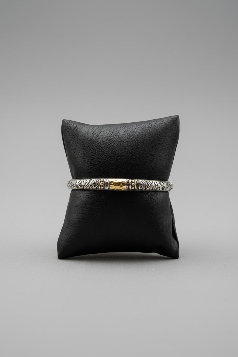 Spiffy Silver + 18K Gold Cuff Bracelet