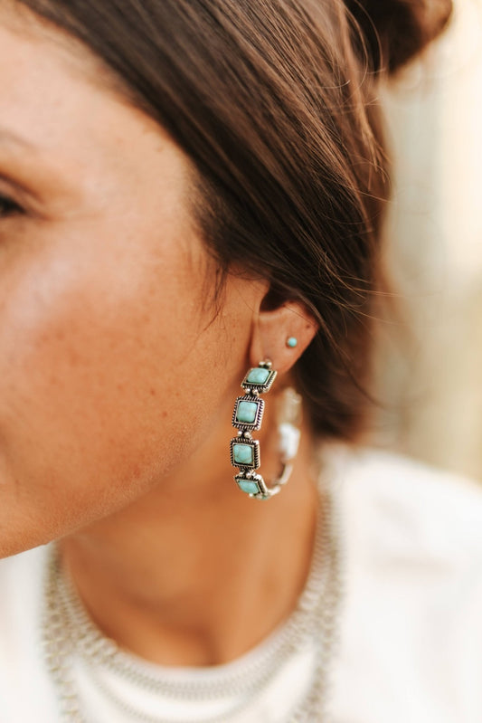 Square Concho Hoop Earrings