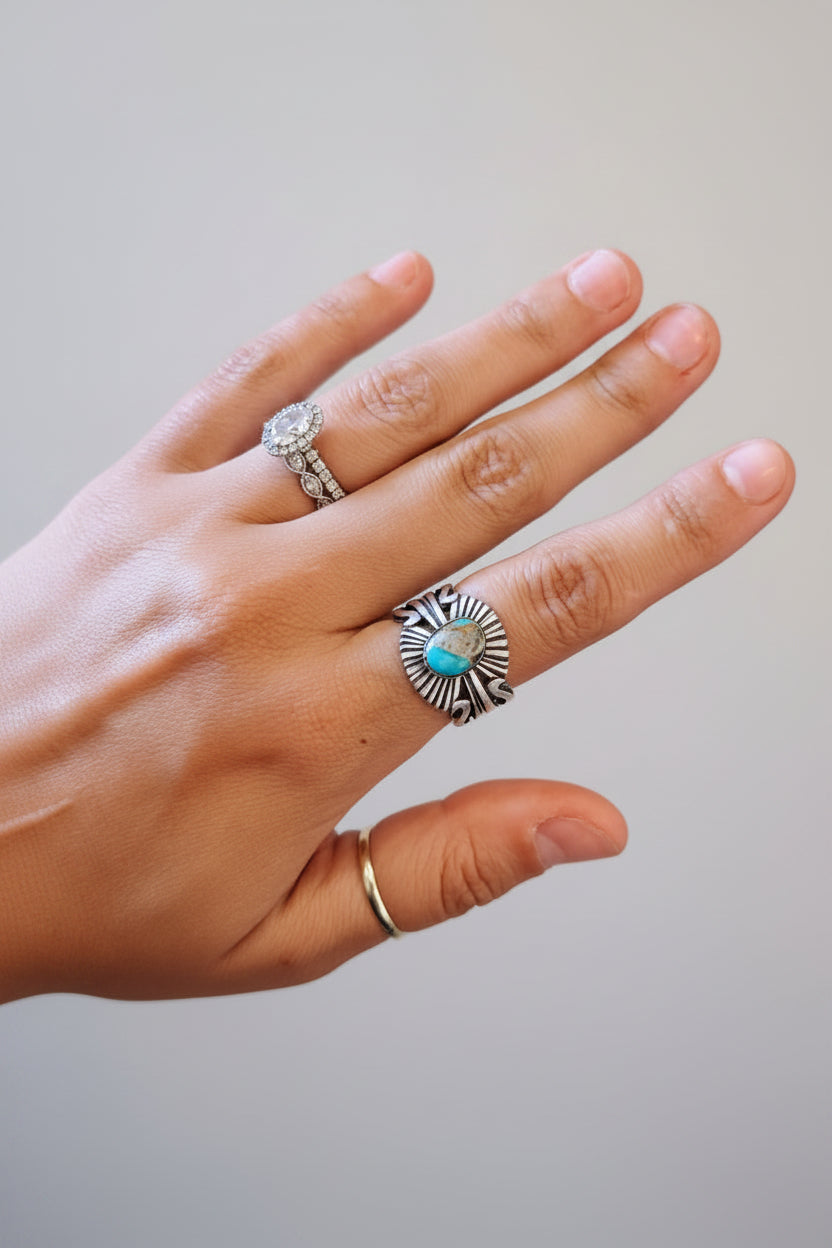 Stampeded Turquoise Ring