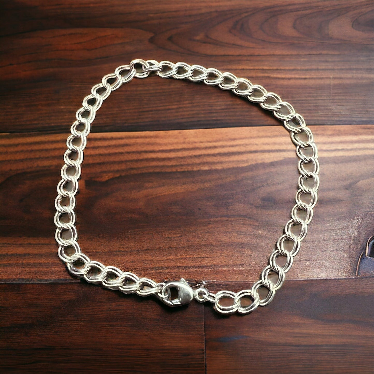 Sterling Silver Double Cable Charm Bracelet — 4.2mm Width, 7" Length (Charm-Collecting Foundation)