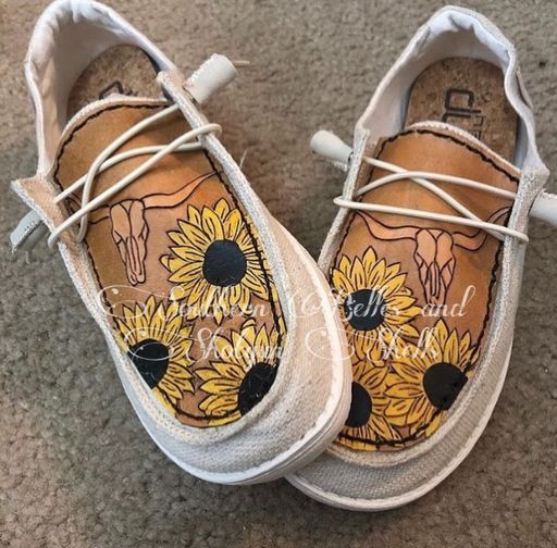 PREORDER Sunflower and Bull Skull Boat Shoes
