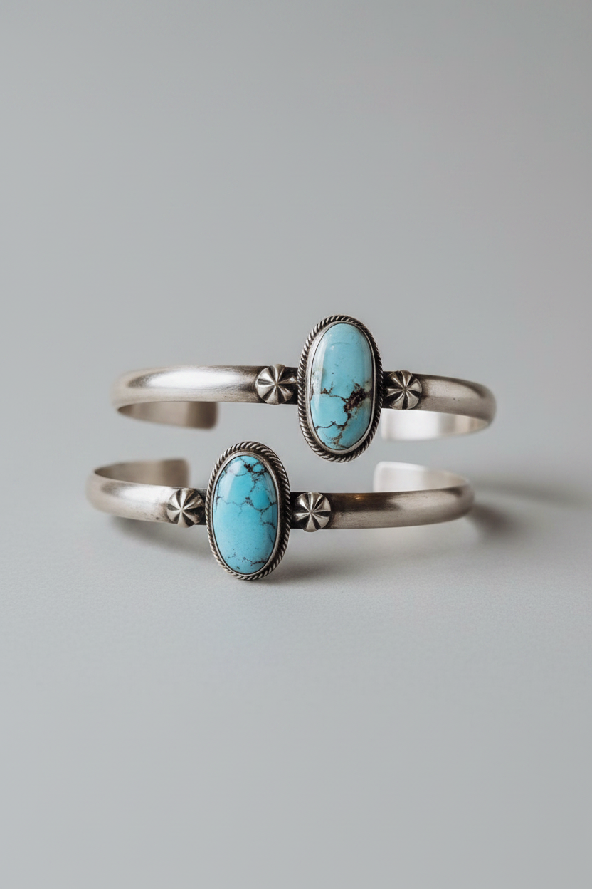 Tahoka Cuff - Golden Hills/Kingman Turquoise/Palomino