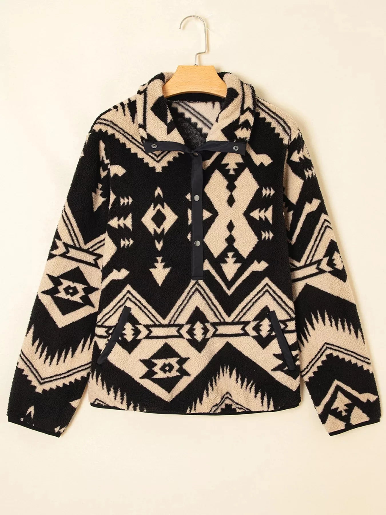 Tasia Western Aztec Half Zip Plush Sweatshirt