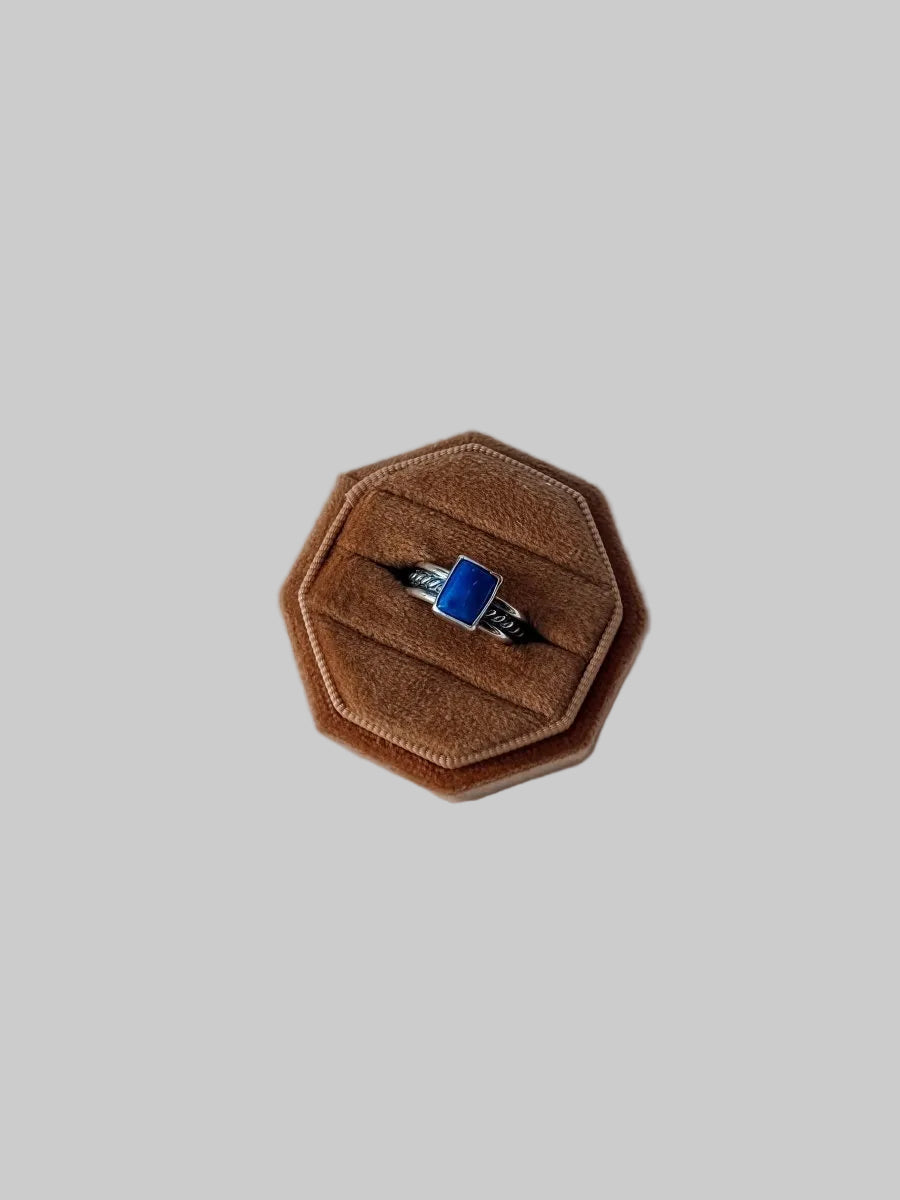 Temple Rectangle Blue Lapis Ring
