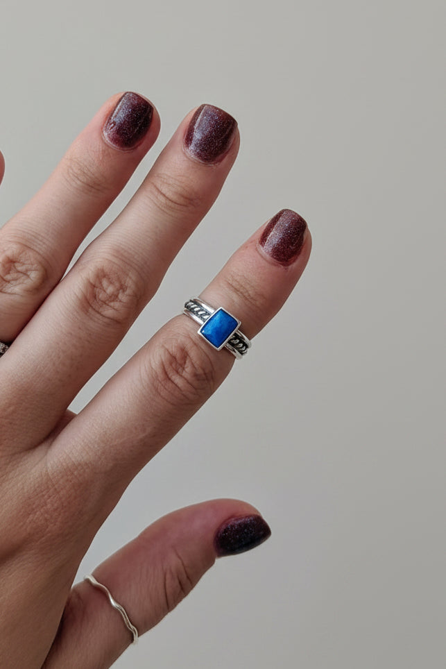 Temple Rectangle Blue Lapis Ring