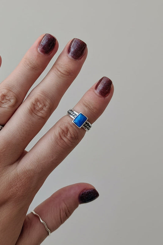 Temple Rectangle Blue Lapis Ring