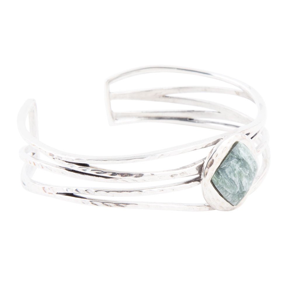Terra Green Seraphinite and Sterling Silver Cuff Bracelet